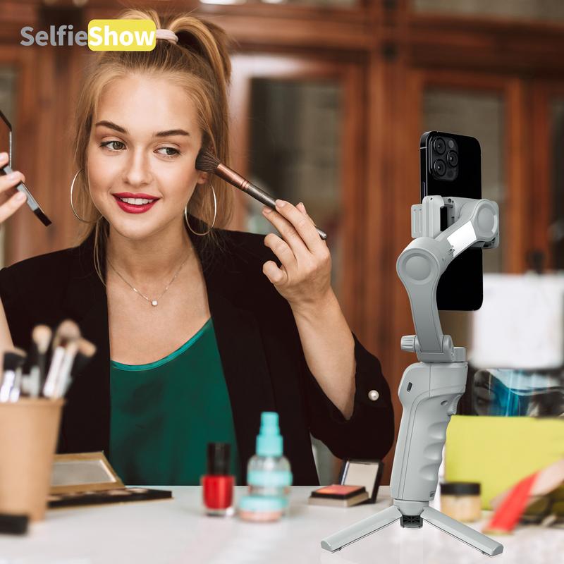 Handheld pan tilt three-axis mobile phone stabilizer with anti shake fill light intelligent facial follow-up Accessories Cellphone Smartphone