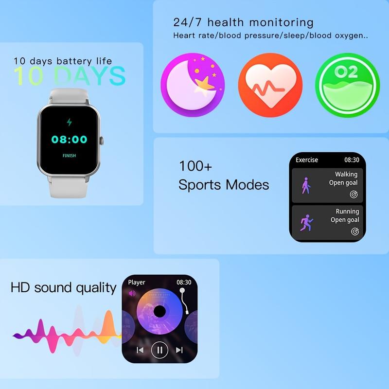 1.83 Inch Screen for Men & Women Smartwatch, Fitness Tracker with Heart Rate, Sleep Monitor, 100+ Exercise Modes, Activity Tracker for Android IOS