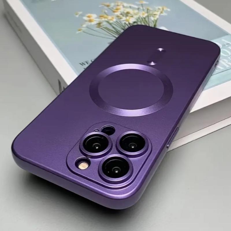 Magnetic Phone Case with 4 Lens Protector, 1 Count Solid Color Phone Protective Cover, Phone Accessories for iPhone 11 12 13 14 15 16 Series