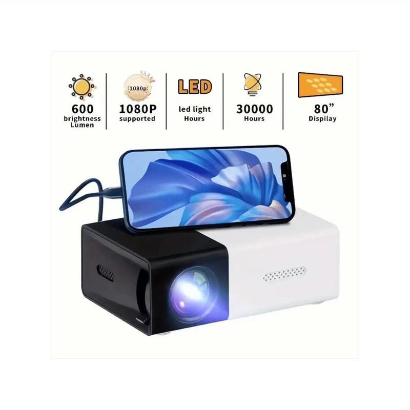  Home Theater Portable Mini Projector, Supporting Smartphone Wired Screen Sharing, Allowing You To Enjoy Cinema At HomeBlack Friday Audio