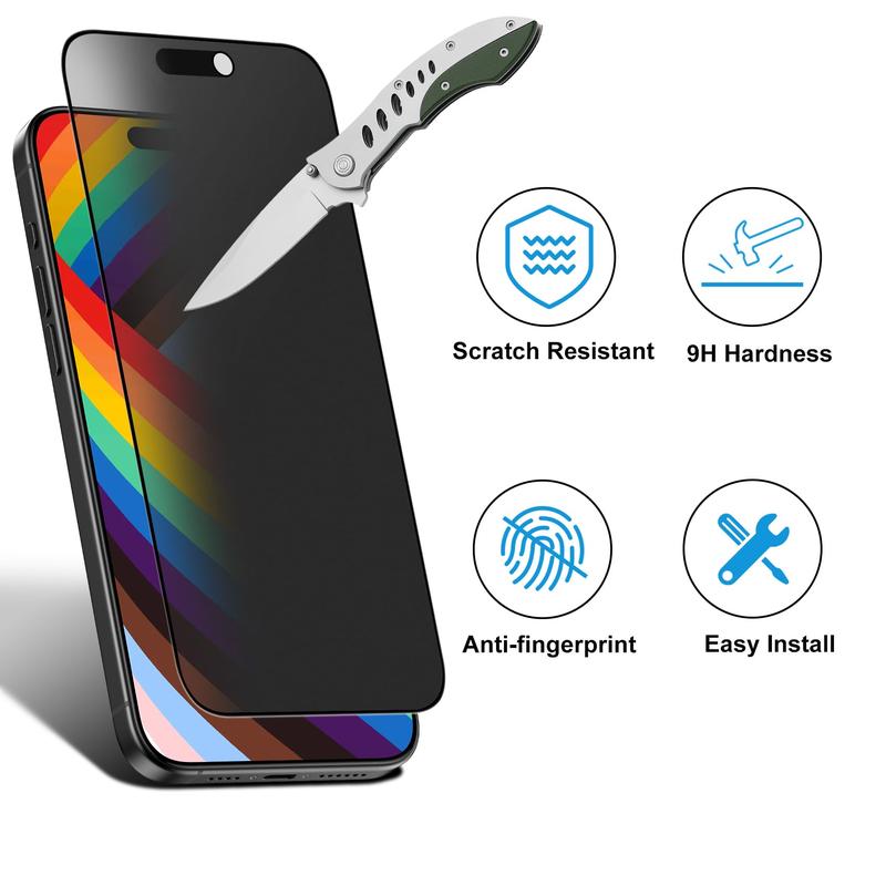 Mothca Matte Privacy Screen Protector for iPhone 13 14 15 Pro Max Plus with Easy Installation Tool, Anti Spy Anti Glare Full Coverage Tempered Glass Film, Anti-Fingerprint,  Friendly Smooth as Silk Accessories Protection Protective Smartphone