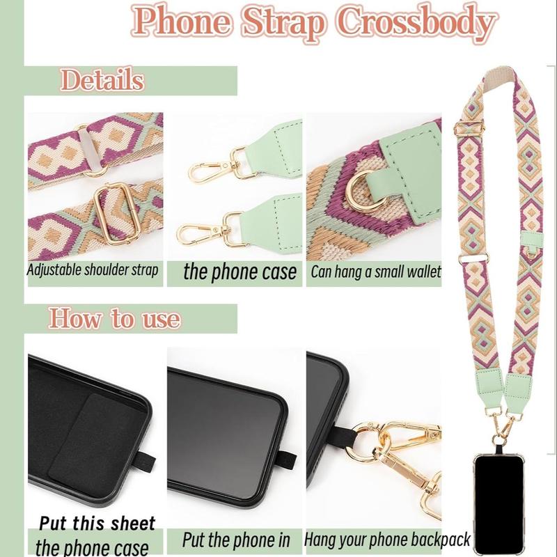 Adjustable Phone Strap with Zippered Pouch, Crossbody Phone Lanyard with Wallet, Cross Body Phone String with Zipper Wallet Pouch Purses, Phone Charm