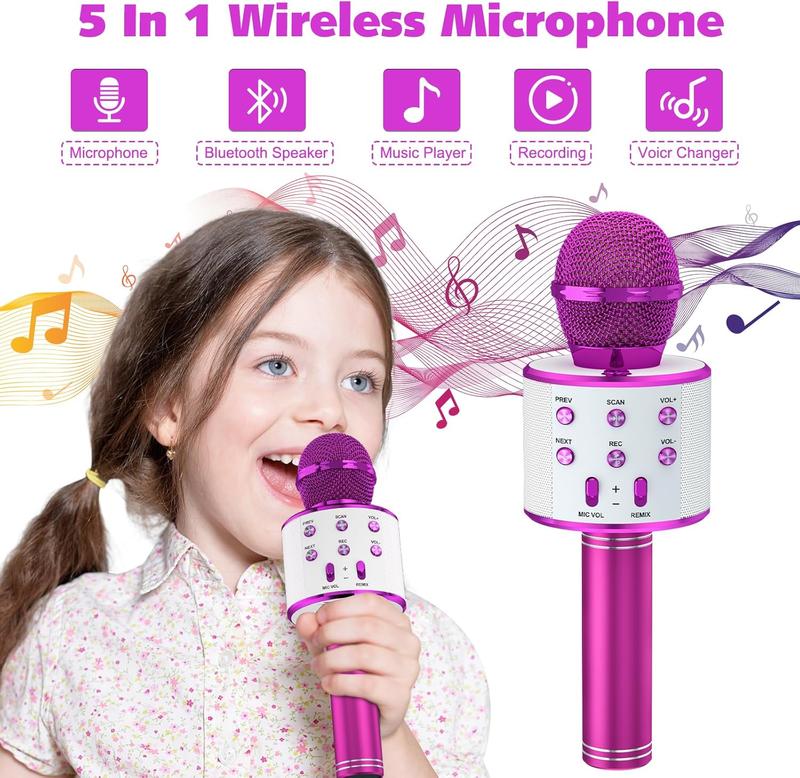 Karaoke Microphone 2 Pack,   Karaoke Microphone for Singing Portable Handheld Mic Speaker Machine, Christmas Birthday Gifts for Girls Boys Ages 4-12(Blue & Purple)