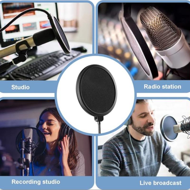 Windproof Microphone Filter, Desk Accessories 360 Degree Rotatable Professional Anti Spill Mic Cover, Dust Cover for Microphone, Audio Accessories