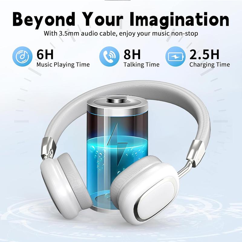 Bluetooth Headphones Over Ear, 65H Playtime Music Modes Wireless Headphones with Microphone, HiFi Stereo Foldable Lightweight Headset, Deep Bass for Home Office Cellphone PC Ect.