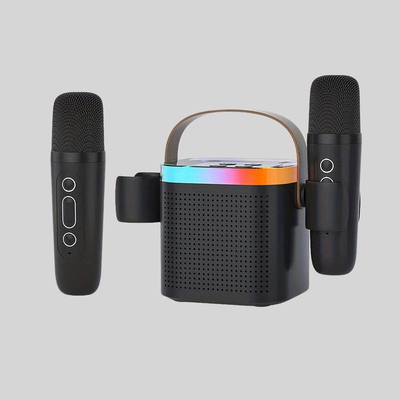 Portable Karaoke Speaker with Microphone, 1 Set Wireless Microphone Speaker, LED Light Wireless Microphone Home Bathroom Entertainment Karaoke Set