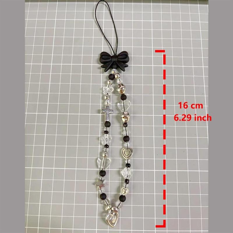 Bowknot & Heart Design Phone Chain, Cute Phone Lanyard, Fashion Phone Charm for Women & Girls, Mobile Phone Decoration Accessories