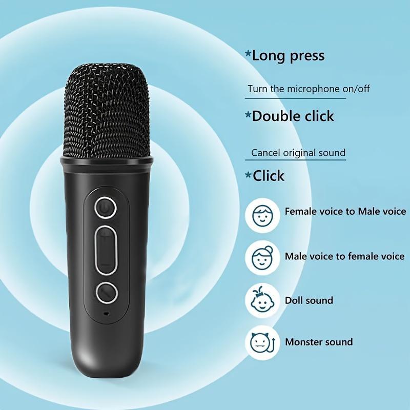 Portable Karaoke Speaker with Microphone, 1 Set Wireless Microphone Speaker, LED Light Wireless Microphone Home Bathroom Entertainment Karaoke Set