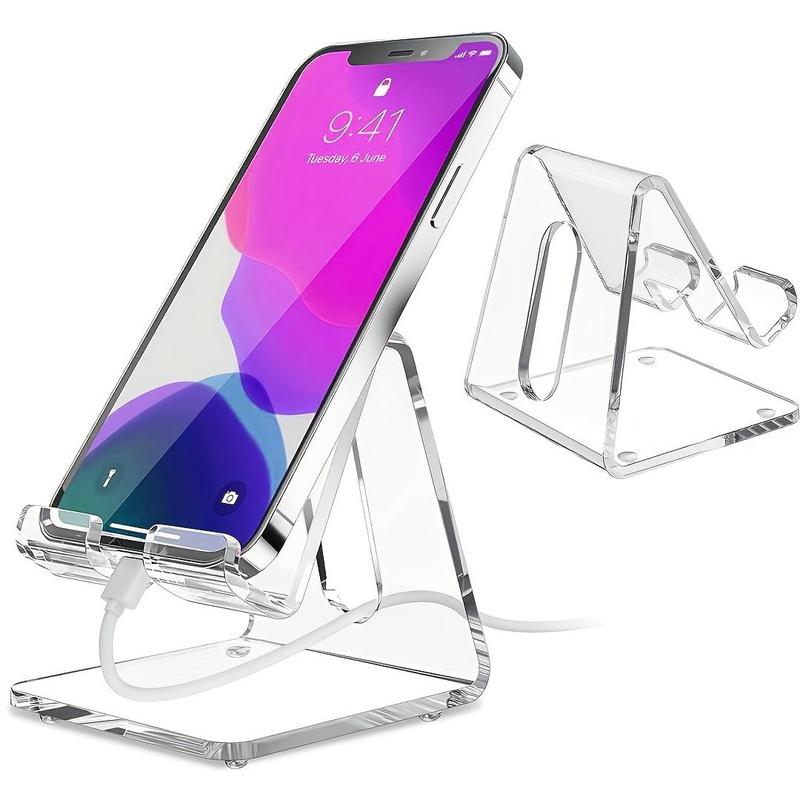 Acrylic Clear Phone Holder for Smartphone, Solid Color Desktop Thickened Cell Phone Stand, Universal Creative Phone Holder for Home Office, Phone Accessories