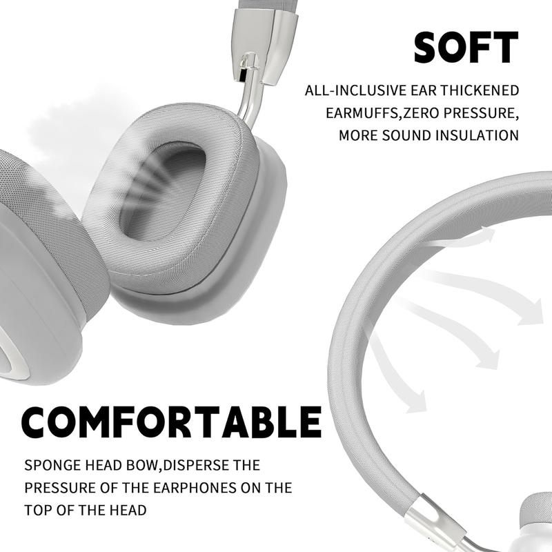 Bluetooth Headphones Over Ear, 65H Playtime Music Modes Wireless Headphones with Microphone, HiFi Stereo Foldable Lightweight Headset, Deep Bass for Home Office Cellphone PC Ect.