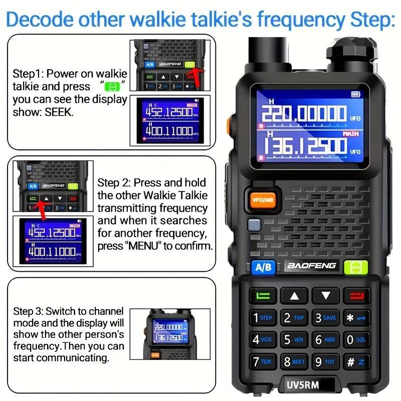 BAOFENG Radio 5RM Walkie Talkies, 10W Ham Radio Long Range Handheld, Rechargeable Walkie Talkies, UV5R, Two Way Radio, NOAA Weather Receiver, Walkie Talkie Radio