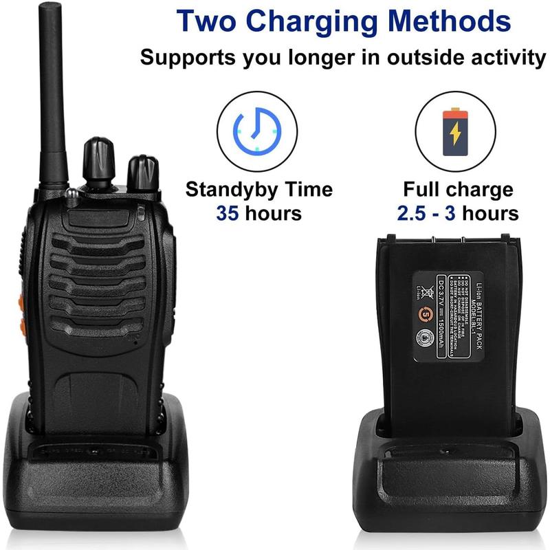 Walkie Talkies for Adults Long Range, Rechargeable Two Way Radio Earpiece with MIC,16 Channels Handheld Walkie-Walkie(2 Pack, Black)