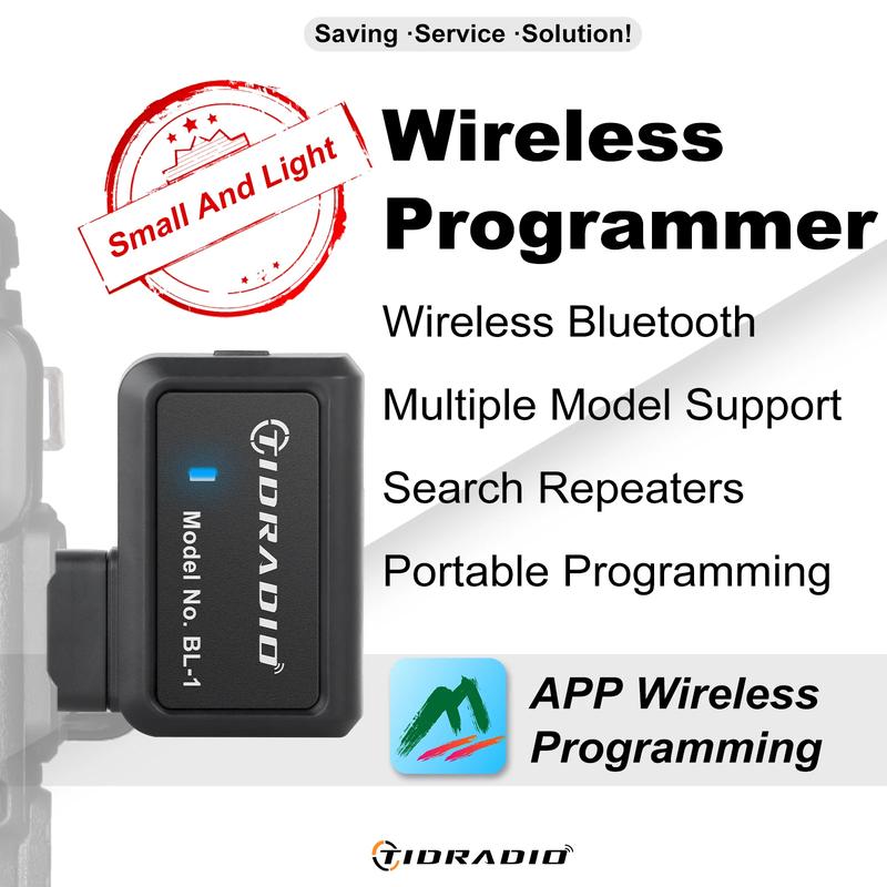 Walkie Talkie Radio Wireless Programmer Compact and Lightweight Phone APP & Computer Fast Programming, Replace Programming Cable, Repeater List Import, Suitable for Most Wireless Radios