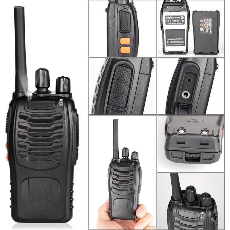 Walkie Talkies for Adults Long Range, Rechargeable Two Way Radio Earpiece with MIC,16 Channels Handheld Walkie-Walkie(2 Pack, Black)