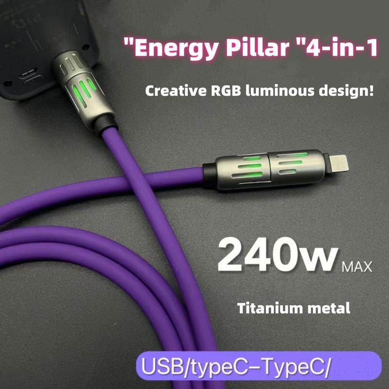 multi-charging cable 4-in-1 USB FastCharging Cable-240W Power for MostPhones & Laptops, One Cable for AlYour Charging Needs