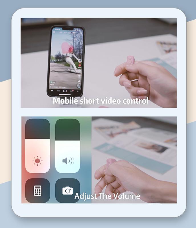 Scrolling Ring Remote Control Scroller Page Turner,Bluetooth Camera Video Recording Remote,Music Control, for iPhone ,iPad ,iOS,Android,Pink Accessories Selfie Devices