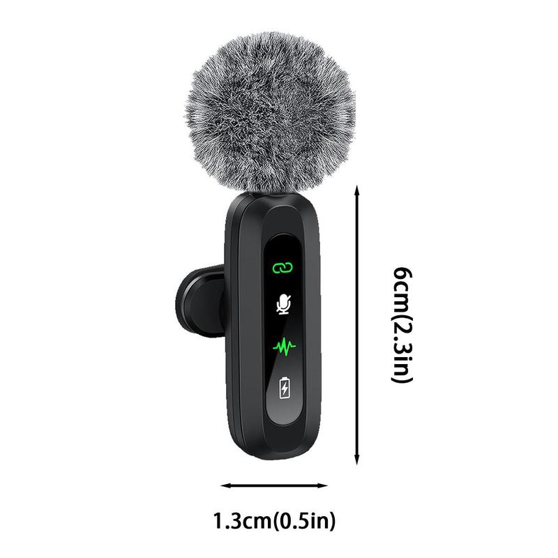 USB-C Lavalier Microphone, Clip-on Audio Mic with Clip & Indicator Light, Mini Microphones Kit, Wireless Microphones for Type-C Android Phones Tablets PC Video Recording, Streaming Equipment