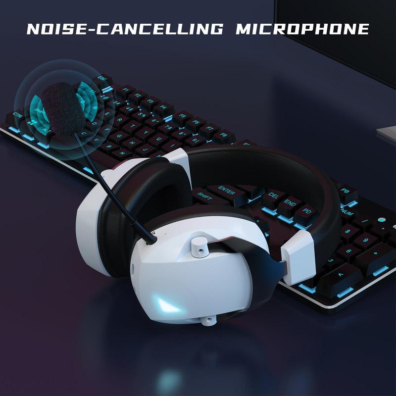 Wireless Gaming Headset with Detachable Noise Cancelling Microphone, 3 Modes 2.4G Wireless & USB & 3.5mm Wired Jack Headphones Headset for Gaming