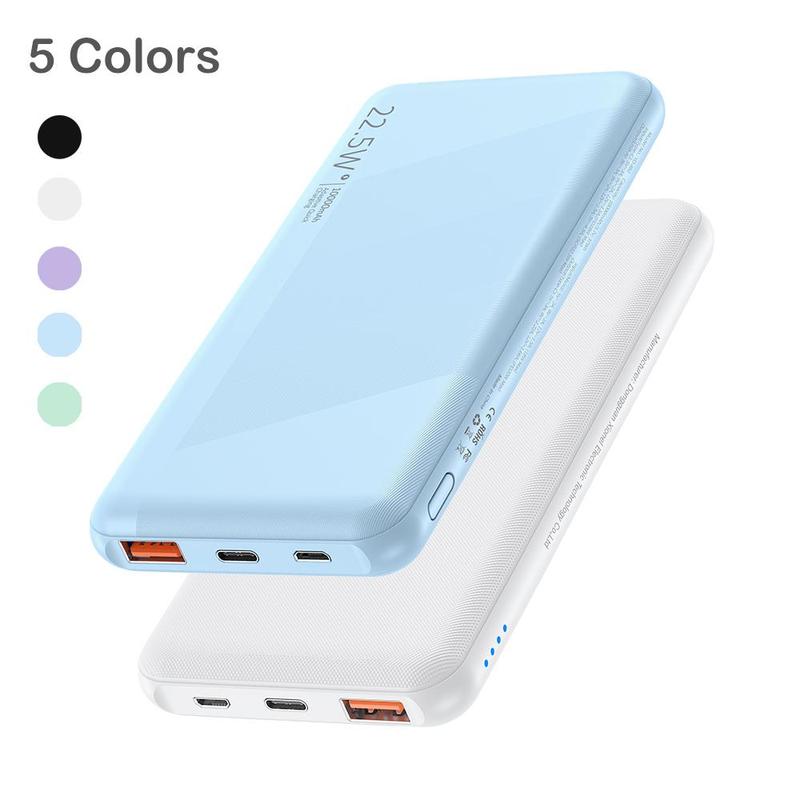 10000mAh Power Bank, Portable Charger, 1 Count Slim and Compact Battery Pack, Built-in Type-C Interface Output & Input, QC3.0 PD20W Fast Charging