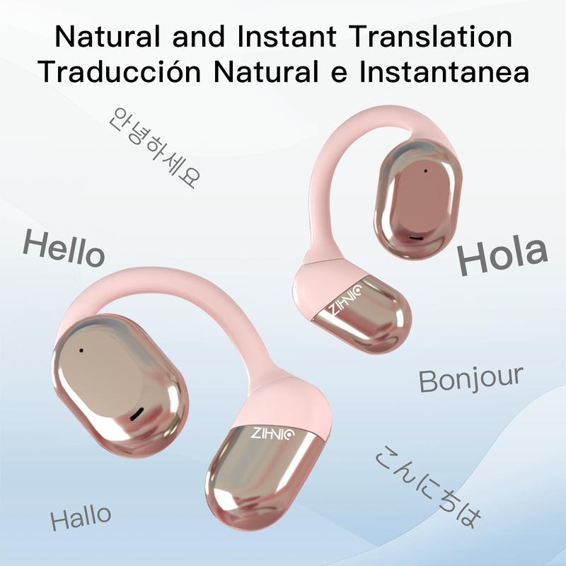 ZIHNIC AI Translation Wireless Bluetooth Open-Ear Earbuds, OWS Headphones Support 135 Languages,Automatic Translation Bluetooth V5.4 Earphones Support Phone Calls Music, AI Chat