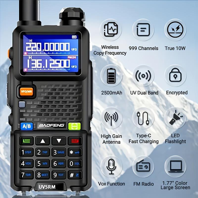 BAOFENG Radio 5RM Walkie Talkies, 10W Ham Radio Long Range Handheld, Rechargeable Walkie Talkies, UV5R, Two Way Radio, NOAA Weather Receiver, Walkie Talkie Radio