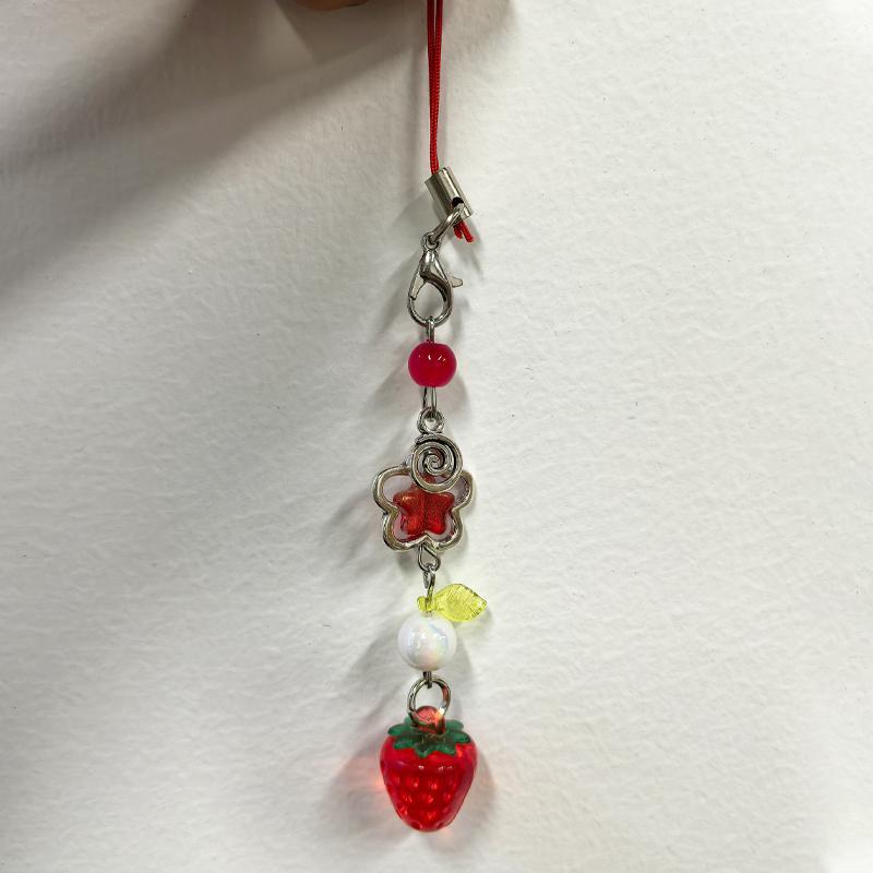 Cute Strawberry & Heart Design Phone Chain, Fashionable Phone Lanyard, Phone Decoration Accessories for Women & Girls