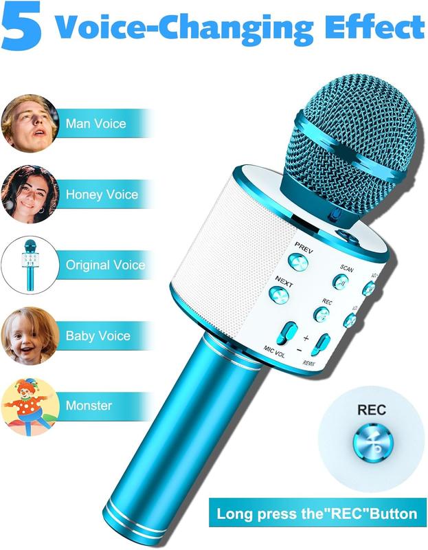 Karaoke Microphone 2 Pack,   Karaoke Microphone for Singing Portable Handheld Mic Speaker Machine, Christmas Birthday Gifts for Girls Boys Ages 4-12(Blue & Purple)