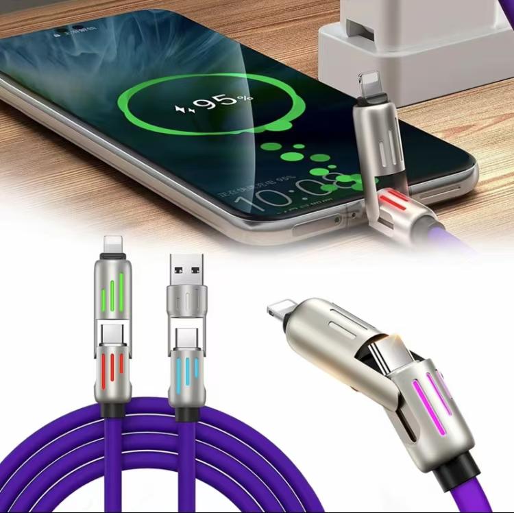 5 feet long  4-in-1 Multi USB Charging Cablewith USB A,Type C,Lightning -MAX240W Fast Charging & Data Sync foriPhone 16 15, iPad Pro, Samsung &Laptops