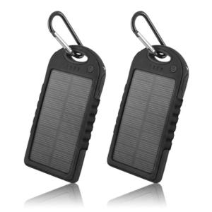 5000mAh Solar Power Bank Phone Charger (2-Pack) Charging Accessories Compact Devices Lights Smartphone Usb