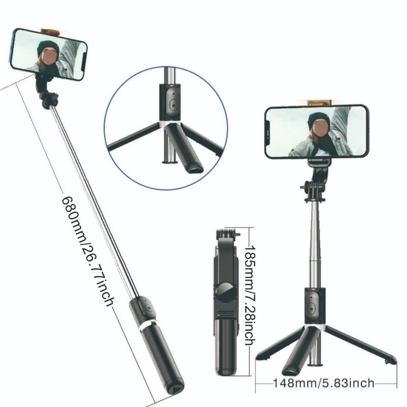 Portable Smartphone Tripod Stand, Lightweight Travel Tripod for Selfie, Video Recording, Phone Tripod & Selfie Stick with Wireless Remote