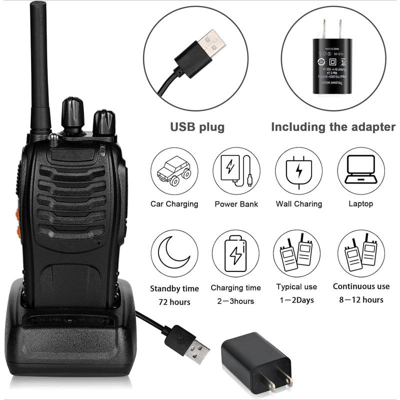 Walkie Talkies for Adults Long Range, Rechargeable Two Way Radio Earpiece with MIC,16 Channels Handheld Walkie-Walkie(2 Pack, Black)