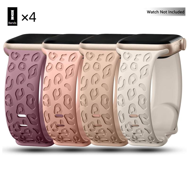 Fashion Leopard Engraved Pattern Watch Band, Soft Silicone Watch Band for Women & Men, Smart Watch Bands, Wearable Accessories Compatible with Apple Watch Bands Series 9 8 7 6 5 4 3 2 1 SE, Watches Band