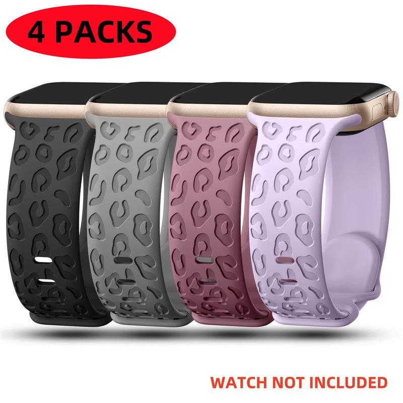 Fashion Leopard Engraved Pattern Watch Band, Soft Silicone Watch Band for Women & Men, Smart Watch Bands, Wearable Accessories Compatible with Apple Watch Bands Series 9 8 7 6 5 4 3 2 1 SE, Watches Band