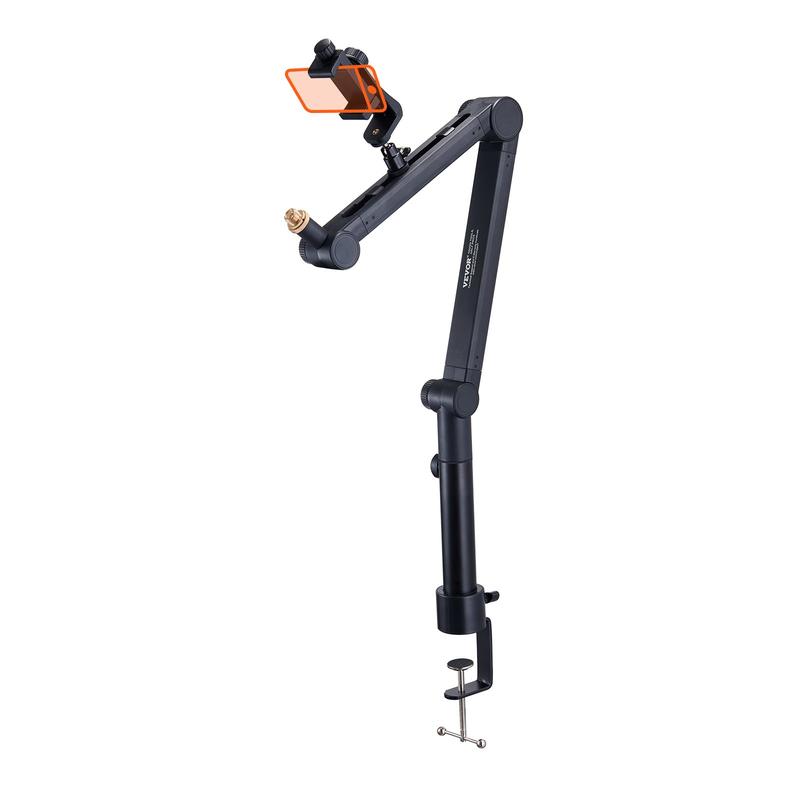 VEVOR Microphone Boom Arm, Adjustable Mic Stand with Cable Management, Desk Mount Clamp, Detachable Extension Rod, 3 8