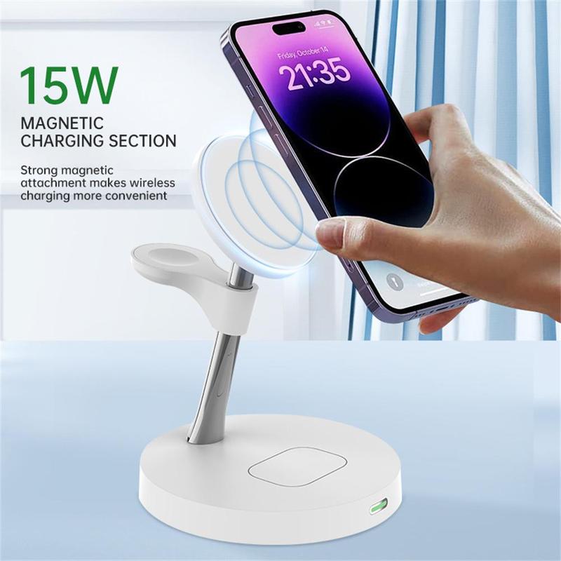 3 In 1 Magnetic Wireless Charger, Multifunctional 15W Charging Station for iPhone & Apple Watch & AirPods & Samsung Galaxy Devices, Phone Accessories