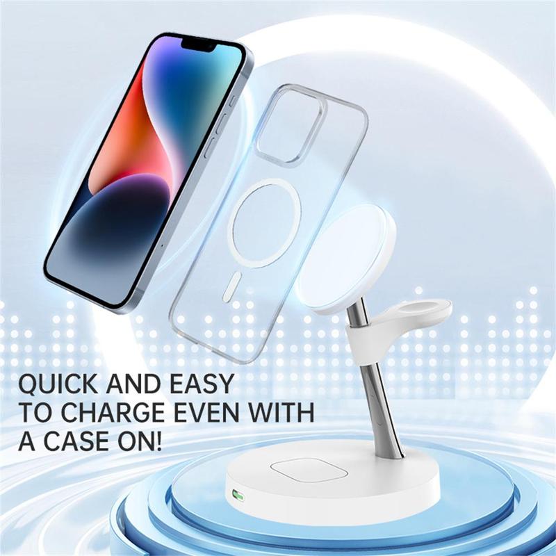 3 In 1 Magnetic Wireless Charger, Multifunctional 15W Charging Station for iPhone & Apple Watch & AirPods & Samsung Galaxy Devices, Phone Accessories