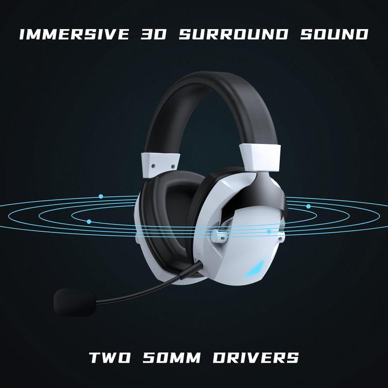 Wireless Gaming Headset with Detachable Noise Cancelling Microphone, 3 Modes 2.4G Wireless & USB & 3.5mm Wired Jack Headphones Headset for Gaming