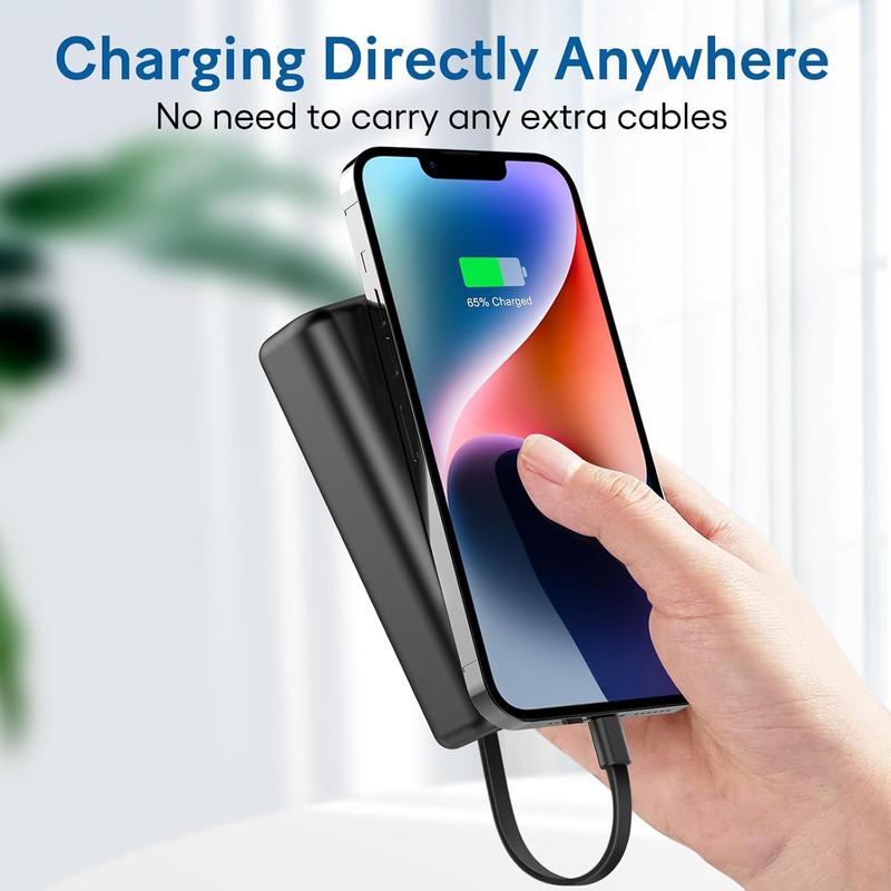 5V 2A 10000mAh Heated Vest Battery Pack,Fast Charging Portable Charger with Built in Cables,LCD Display Power Bank for Heated Jacket Heated Clothing iPhone Samsung iPad etc.