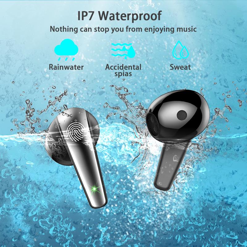 [Black Friday]2024 New Wireless In-Ear Stereo Hi-Fi Bluetooth Headset, Bluetooth 5.3 Headset with 4 ENC Microphones, 47 Hours of Playback Time with LED Display, Noise-Canceling Bluetooth Earbuds, IP7 Water Resistant