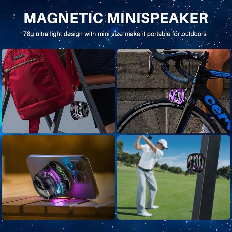 Magnetic Portable Wireless Speaker , Premium Sound Quality , Mini LED Shower Speaker , 6-Hour Playtime , TWS Stereo Sync , Perfect for Outdoor Cycling & Gaming , Thanksgiving Gift & Christmas Gift