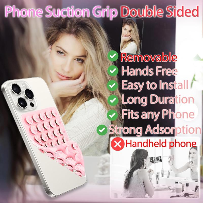 Silicone Suction Cup Phone Case Mount, 1 Count Double Sided Phone Holder Mount, Hands-Free Strong Grip Holder for Phone Selfies and Videos, Phone Accessories