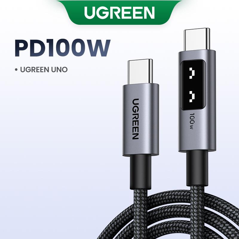 UGREEN Uno 100W USB C to USB C  Fast Charging Cable, Type C Charging Cord with LED Display for iPhone 16 15 Plus 15 Pro 15 Pro Max, MacBook Pro Air, iPad Pro Air, Galaxy S24 Ultra, Premium Connector Cord with High-Speed Charge. Ideal for Devices