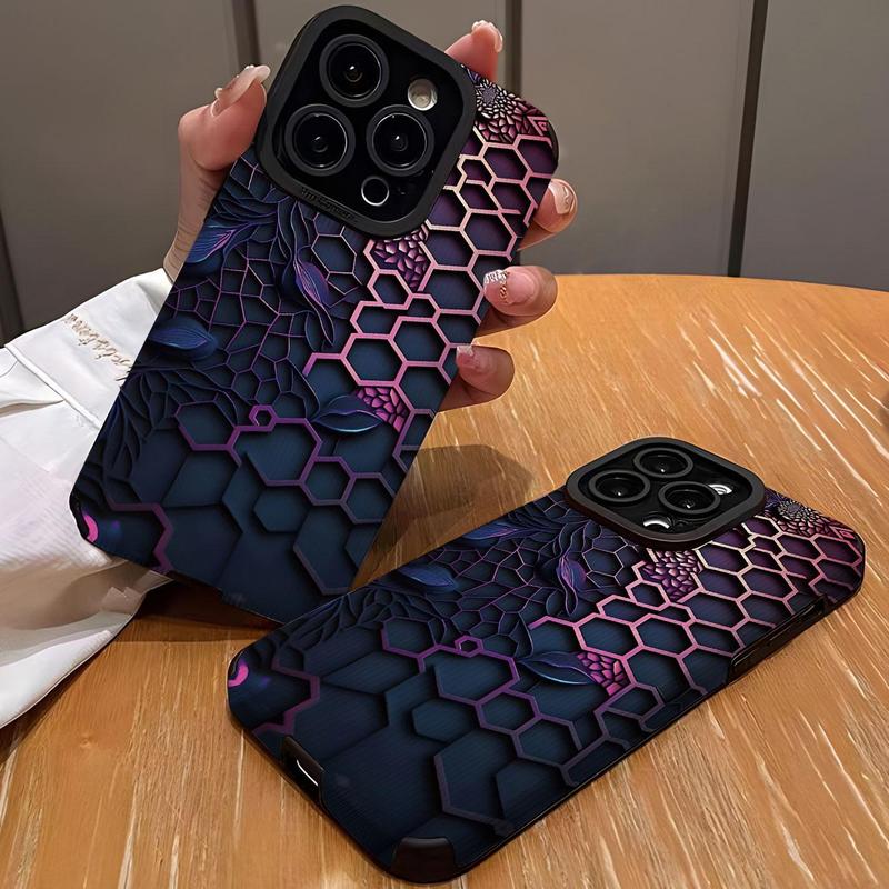 Honeycomb Pattern Phone Case, Anti-drop Phone Protector Cover, Phone Accessories Compatible with iPhone 15 14 13 12 11 Pro Max