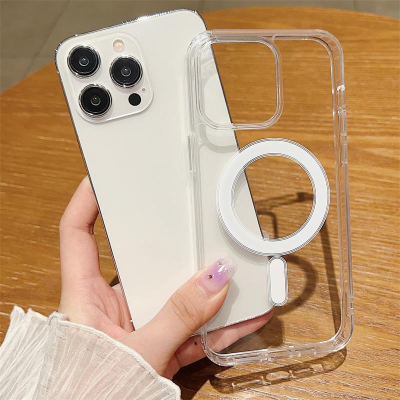 1 Piece Clear Magnetic Phone Case,Charging Phone Case, Shockproof Phone Case Accessory Compatible With iPhone 15 14 13 12 11 Pro Max Plus Mini