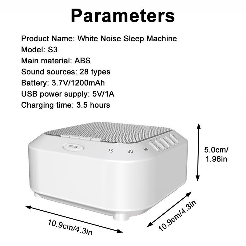 Portable Sleep Sound Machine, 1 Count Rechargeable White Noise Machine with 28 Non Looping Natural Soothing Sounds, for Baby Kids Adults