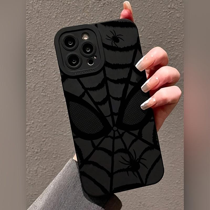 Spider Pattern Design Phone Case, Shockproof Phone Protective Cover, Phone Accessory Compatible with iPhone 14 13 12 11 XS XR X