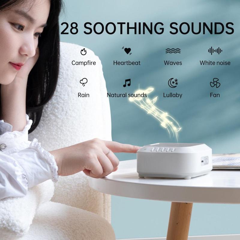 Portable Sleep Sound Machine, 1 Count Rechargeable White Noise Machine with 28 Non Looping Natural Soothing Sounds, for Baby Kids Adults