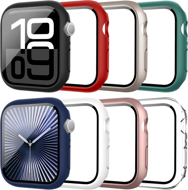 8 Pack Case for  Watch Series 10 46mm with Tempered Glass Screen Protector, Shockproof Hard PC Bumper, Scratch Resistant Protective Cover Compatible with iWatch S10 46mm Accessories