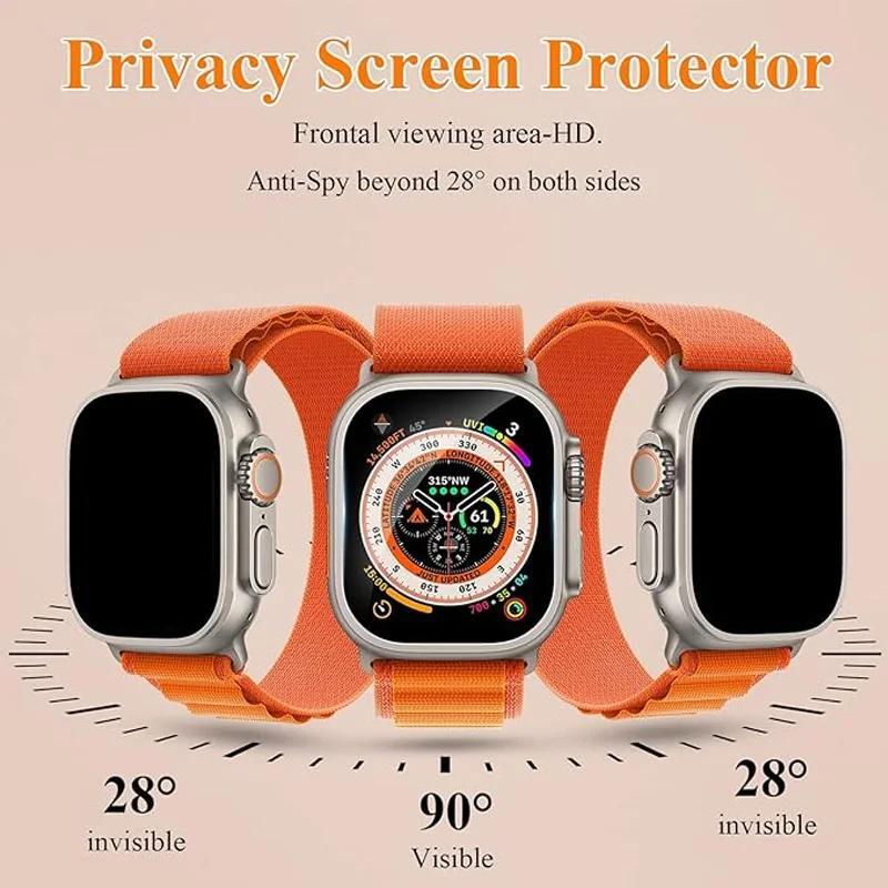 Privacy Tempered Glass Film, 2 Counts HD Clear Anti-spy Screen Protector, Smart Watch Accessories Compatible with Apple Watch Ultra Ultra 2 49mm