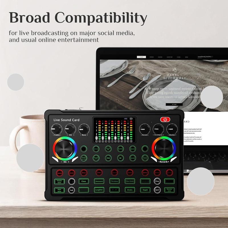 Podcast Equipment Bundle, Podcast Microphone & Sound Card, Playback Equipment Kit with Audio Interface for Recording, Singing, Streaming Media, Games